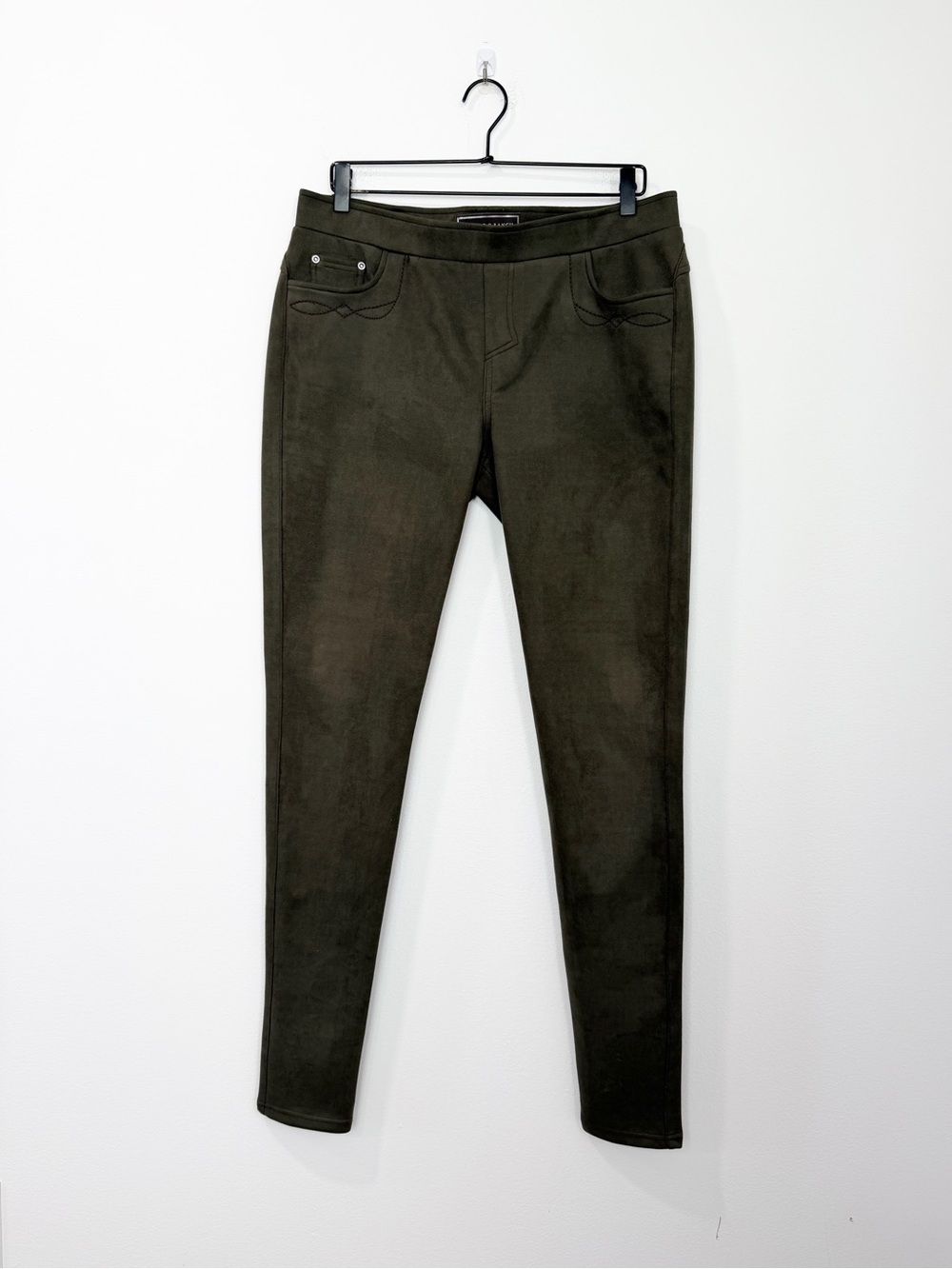 Double D Ranch Faux Suede Pant Slim Green Size Medium